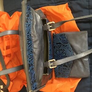 EUC Vintage Firenze Bella Blue Leather Shoulder Bag Set